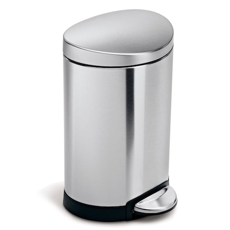 Simplehuman 1.6 gal Round Step-On Can, Brushed, Stainless Steel, 8.9 in CW1834